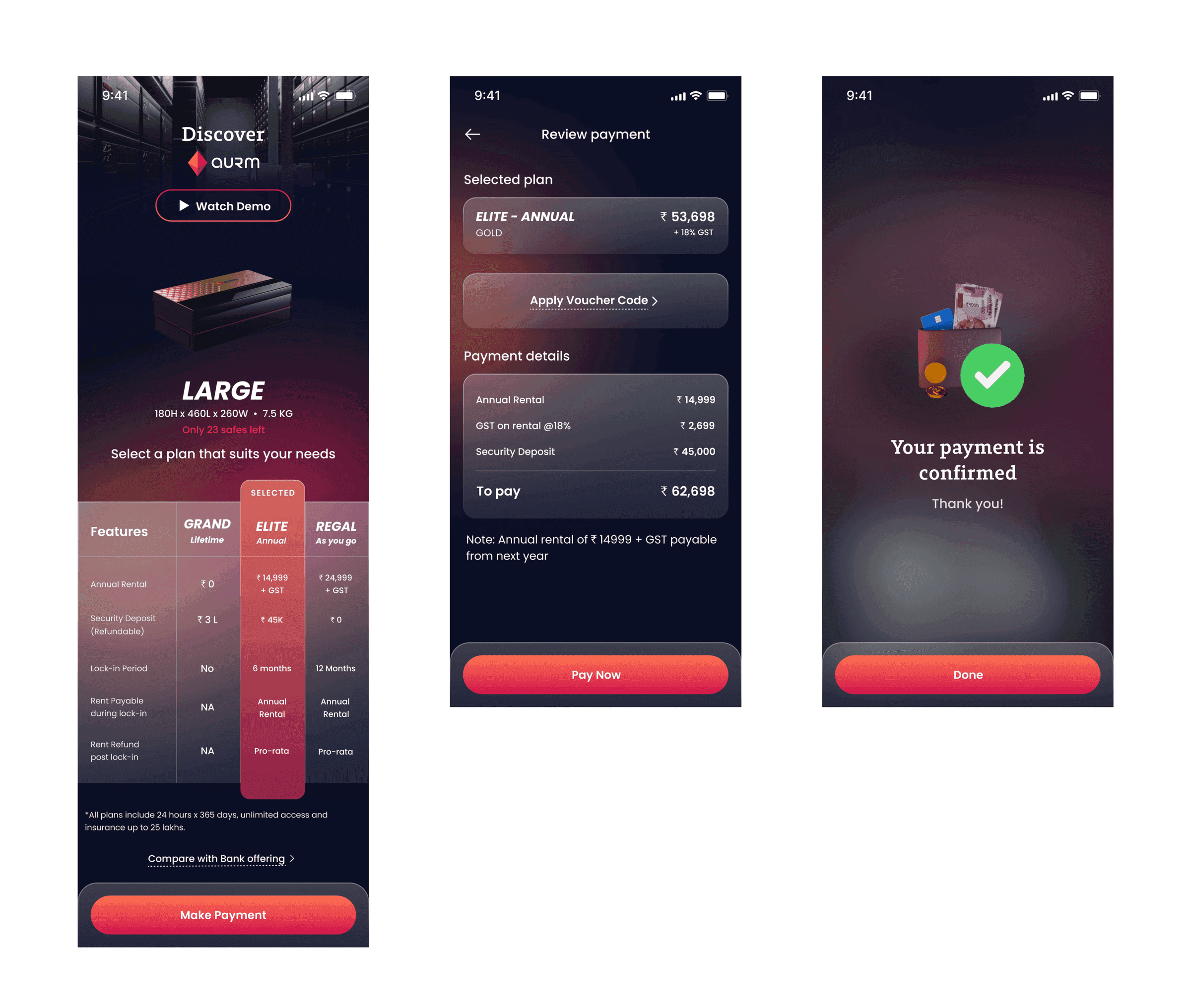 Select locker, plan and payment flow