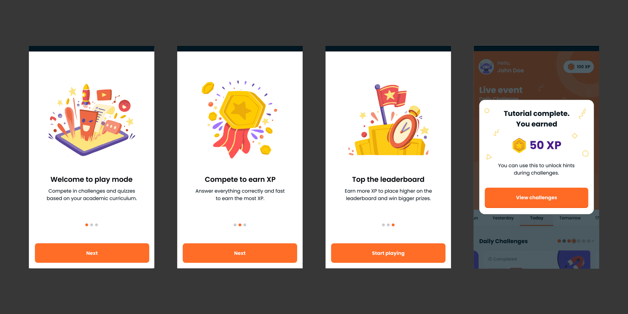 Onboarding screens