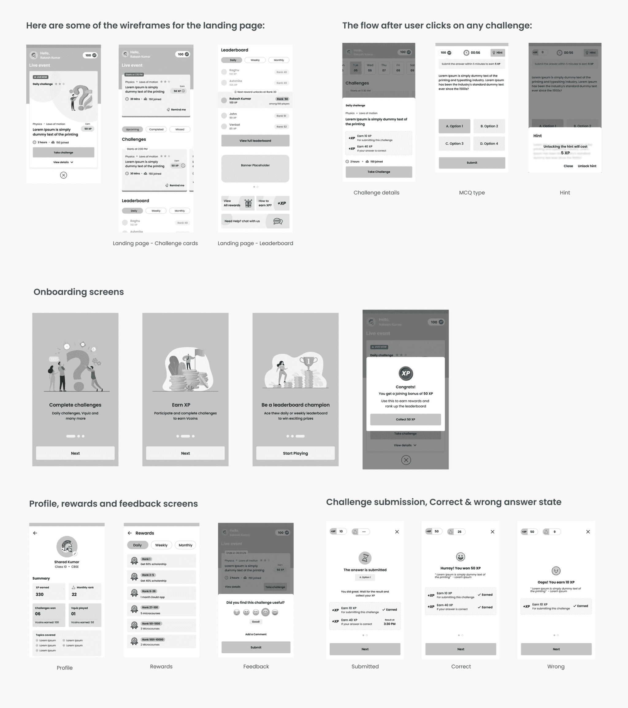 Wireframes for Play Mode